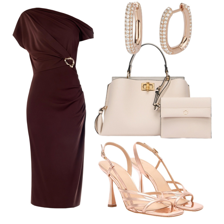 Outfit donna - Total look #2165729. Stile Chic per Cerimonia. Abbinamento con orecchini, vestiti, sandali col tacco, borse a mano.