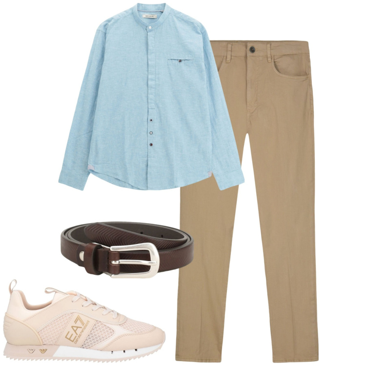Outfit uomo - City. Stile Urban per Tutti i giorni. Abbinamento con sneakers, cinture, camicie, pantaloni.