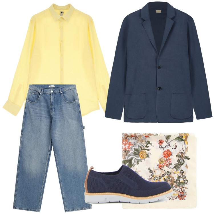 Outfit uomo - La camicia pastello. Stile Casual per Ufficio. Abbinamento con jeans, camicie, sciarpe e foulard, cardigans, scarpe stringate.