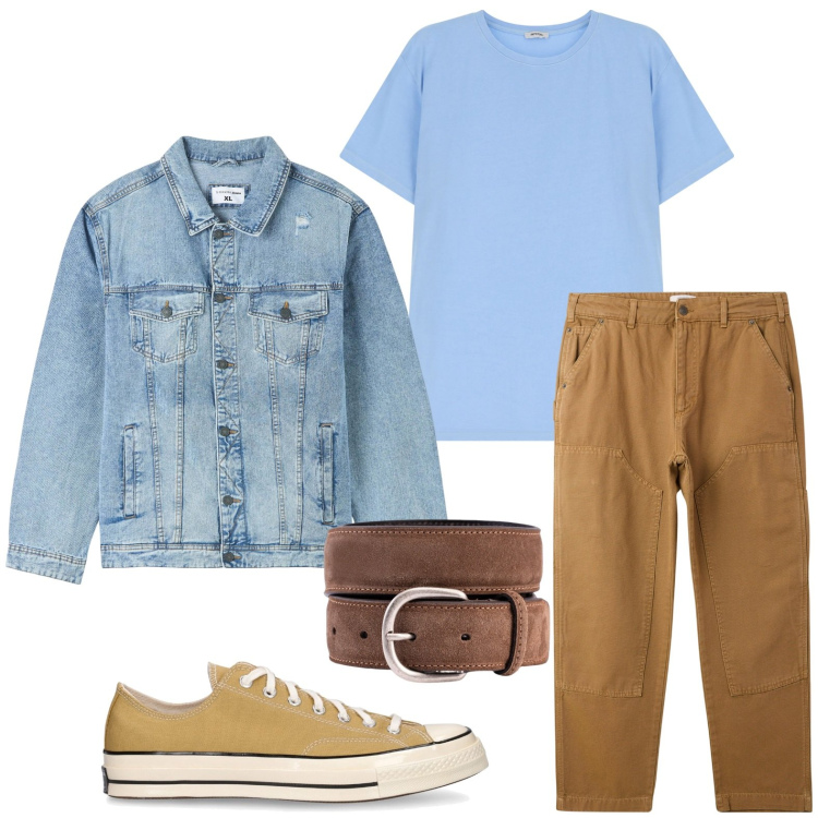 Outfit uomo - Sportivo. Stile Casual per Tutti i giorni. Abbinamento con giacche, pantaloni, t-shirt, cinture, sneakers.