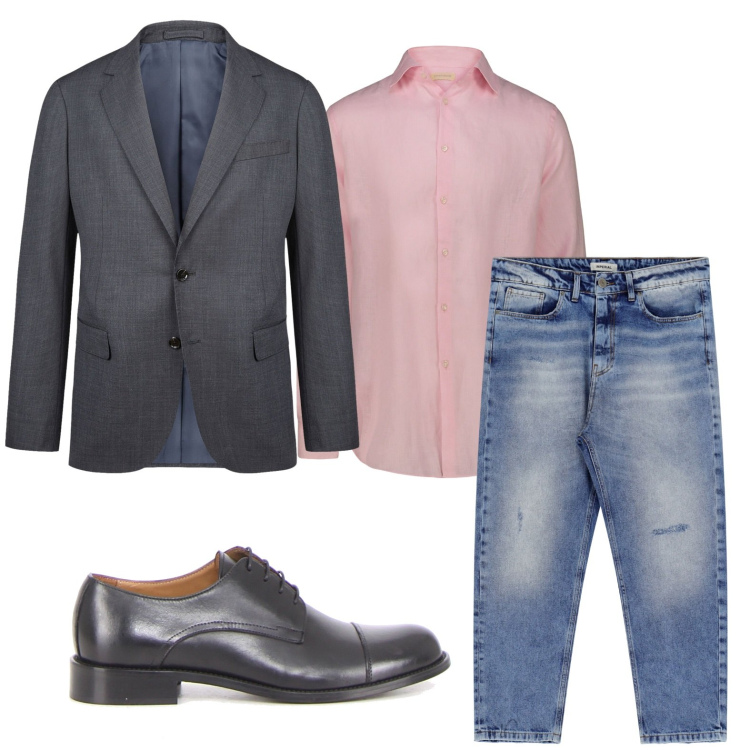 Outfit uomo - Stringate e jeans. Stile Trendy per Ufficio. Abbinamento con jeans, abiti, camicie, scarpe stringate.