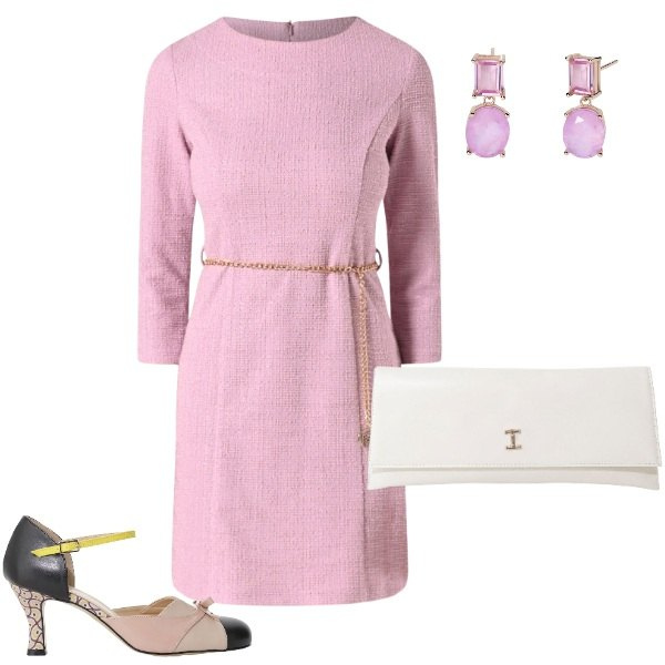 Outfit donna - IL vistito retrò. Stile Vintage retrò per Cerimonia. Abbinamento con vestiti a tubino, orecchini, pochette, décolleté.