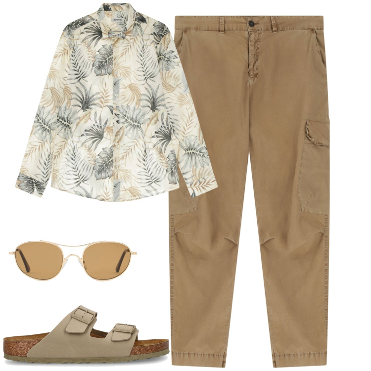Outfit uomo - Comfort e funzionalita. Stile Urban per Tutti i giorni. Abbinamento con camicie, pantaloni cargo, sandali, occhiali da sole.