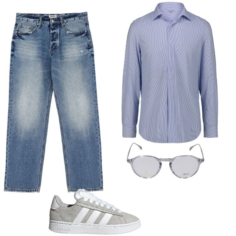 Outfit uomo - Camicia casual. Stile Casual per Tutti i giorni. Abbinamento con jeans, camicie, occhiali da sole, sneakers.