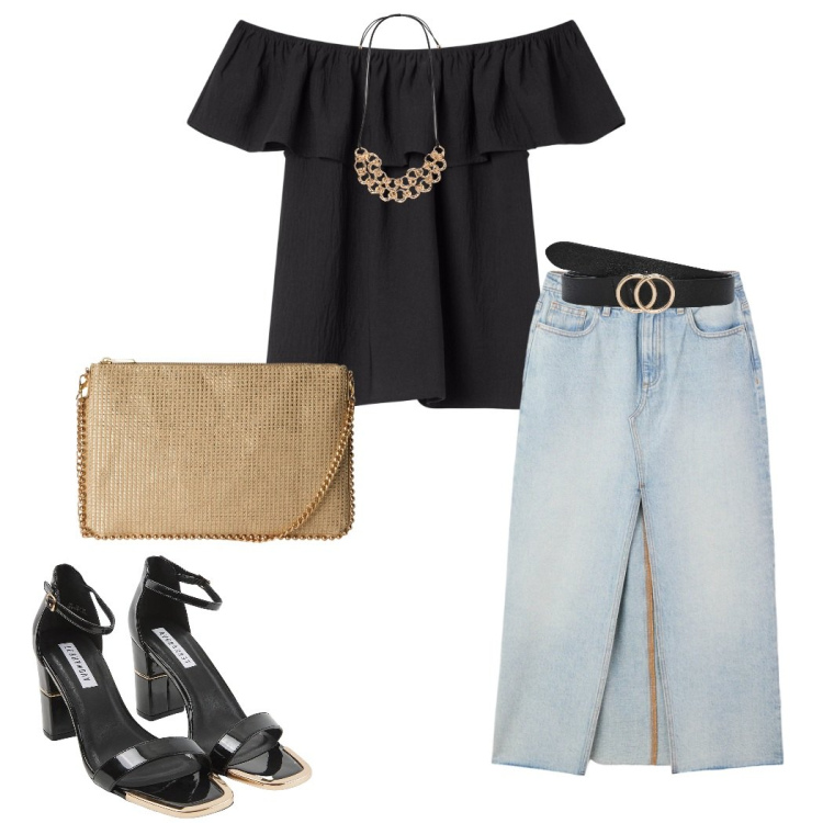 Outfit donna - Denim soft. Stile Casual chic per Ufficio. Abbinamento con bluse, sabot, borse a tracolla, gonne lunghe, cinture, collane.