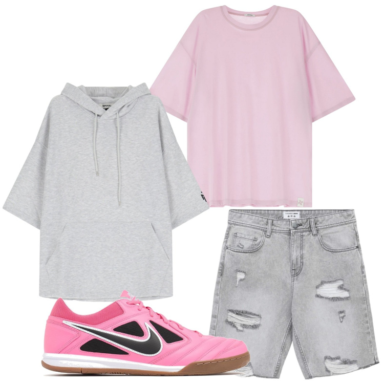 Outfit uomo - Felpa estiva. Stile Casual per Tutti i giorni. Abbinamento con pantaloni corti, t-shirt, felpe con cappuccio, sneakers.
