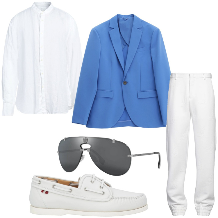 Outfit uomo - quiet luxury. Stile Casual per Serata speciale. Abbinamento con scarpe stringate, occhiali da sole, pantaloni chino, camicie, giacche.