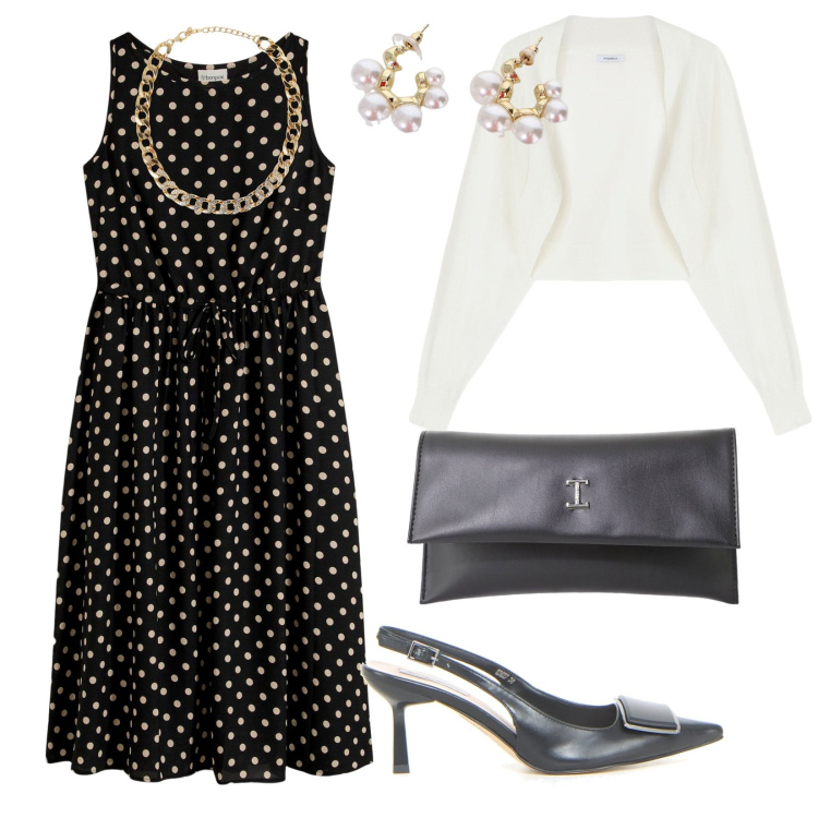 Outfit donna - Invito. per Cerimonia. Abbinamento con vestiti midi/longuette, collane, pochette, orecchini, blazer, décolleté.