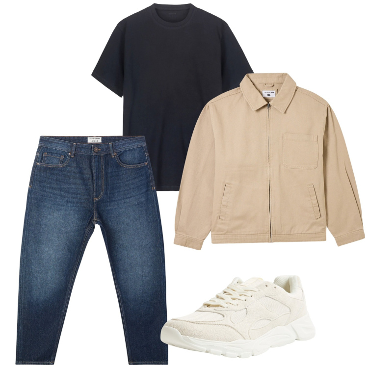 Outfit uomo - Pomeriggio in giro. Stile Casual per Tutti i giorni. Abbinamento con jeans, sneakers, giacche, t-shirt.