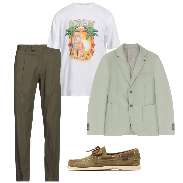 Outfit uomo - Sofisticato in tshirt. Stile Trendy per Tutti i giorni. Abbinamento con t-shirt, pantaloni, giacche, scarpe stringate.