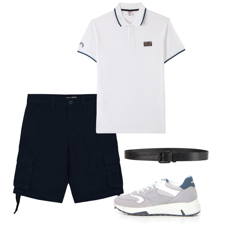 Outfit uomo - Tennis club. Stile Casual per Sport. Abbinamento con cinture, polo, bermuda, sneakers.