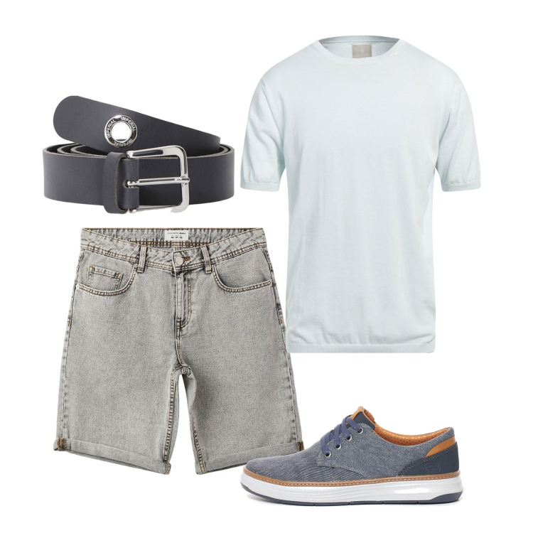 Outfit uomo - Polvere. Stile Casual per Tutti i giorni. Abbinamento con pullovers, bermuda, cinture, sneakers.