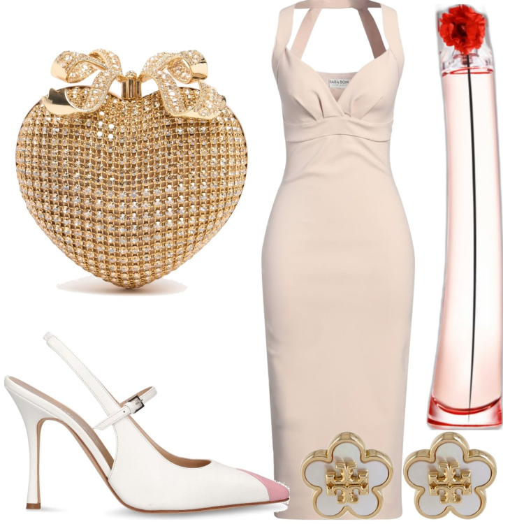 Outfit donna - La borsa gioiello. Stile Romantica per Cerimonia. Abbinamento con vestiti midi/longuette, profumi, décolleté, orecchini, pochette.