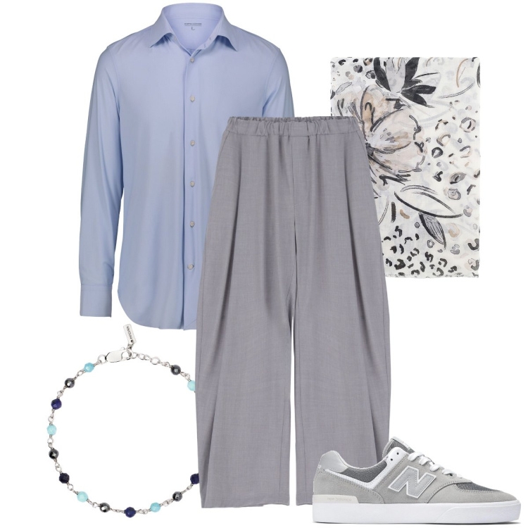 Outfit uomo - Elegante e trendy. Stile Business/Elegante per Ufficio. Abbinamento con braccialetti, sneakers, pantaloni, sciarpe e foulard, camicie.