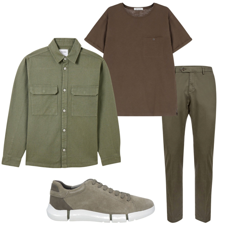 Outfit uomo - In città. Stile Urban per Tutti i giorni. Abbinamento con sneakers, cappotti, t-shirt, pantaloni chino.