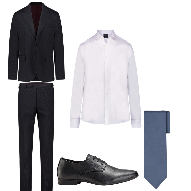 Outfit uomo - Cerimonia. Stile Business/Elegante per Cerimonia. Abbinamento con scarpe stringate, camicie, abiti, cravatte.