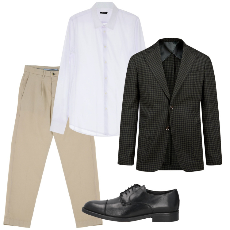 Outfit uomo - Maggio. Stile Casual per Serata speciale. Abbinamento con scarpe stringate, pantaloni chino, camicie, giacche.