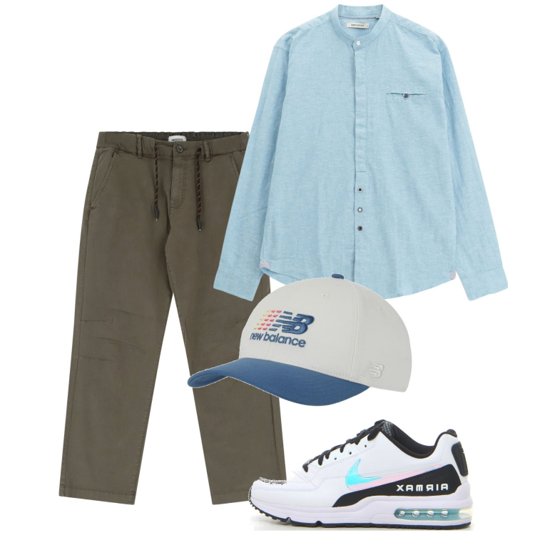 Outfit uomo - Maggio. Stile Urban per Sport. Abbinamento con cappelli, pantaloni, camicie, sneakers.