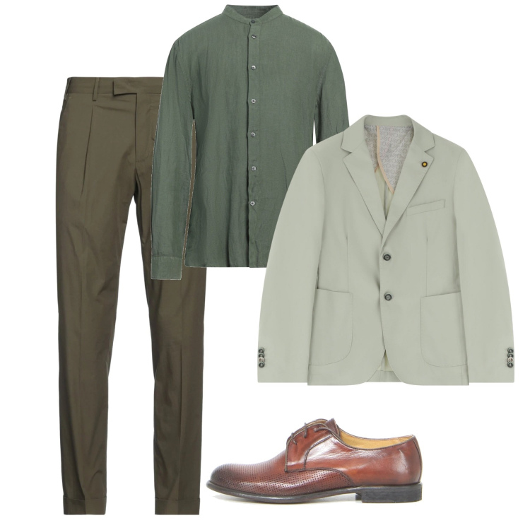 Outfit uomo - A pranzo fuori. Stile Business/Elegante per Tutti i giorni. Abbinamento con camicie, pantaloni, giacche, scarpe stringate.