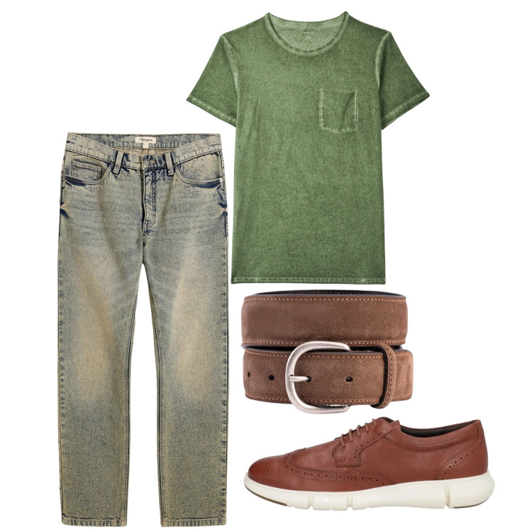 Outfit uomo - Delavèe. Stile Casual per Tutti i giorni. Abbinamento con jeans dritti, sneakers, t-shirt, cinture.