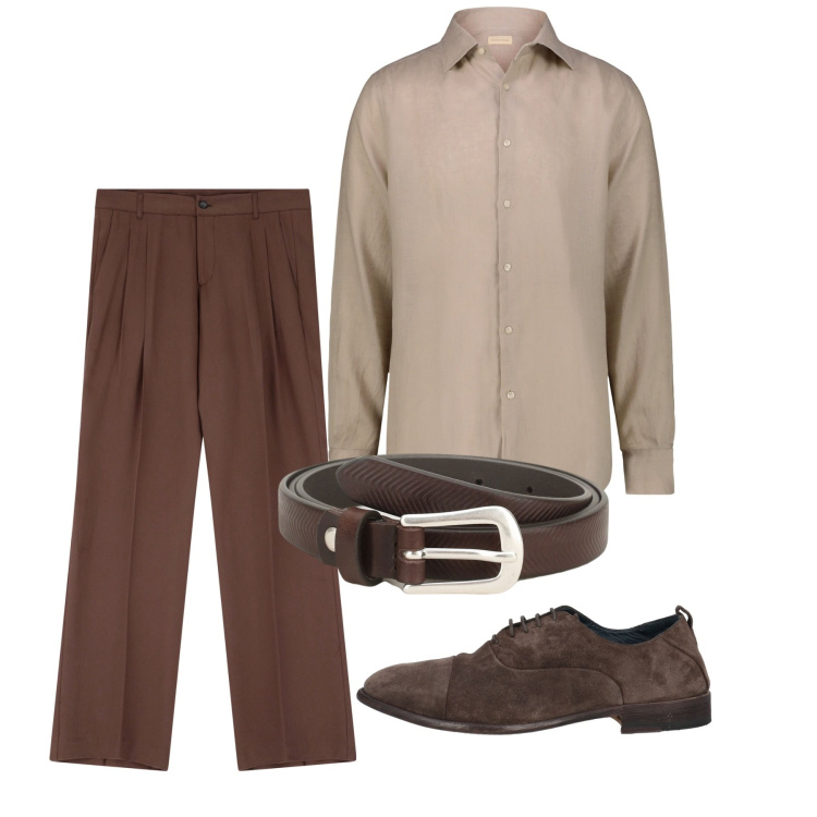 Outfit uomo - Maggio. Stile Trendy per Serata speciale. Abbinamento con scarpe stringate, cinture, pantaloni, camicie.
