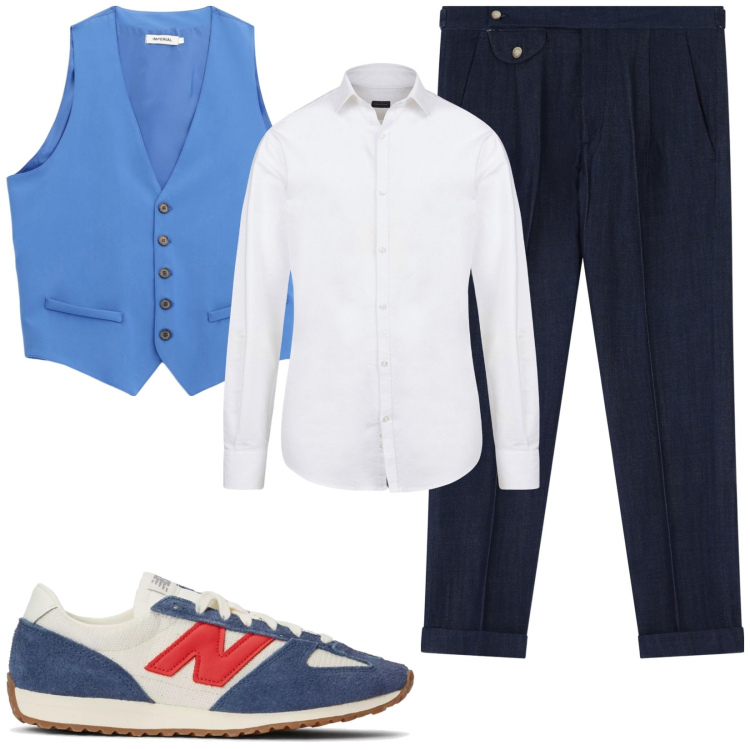 Outfit uomo - Gilet e jeans. Stile Casual per Tutti i giorni. Abbinamento con sneakers, gilet, jeans, camicie.