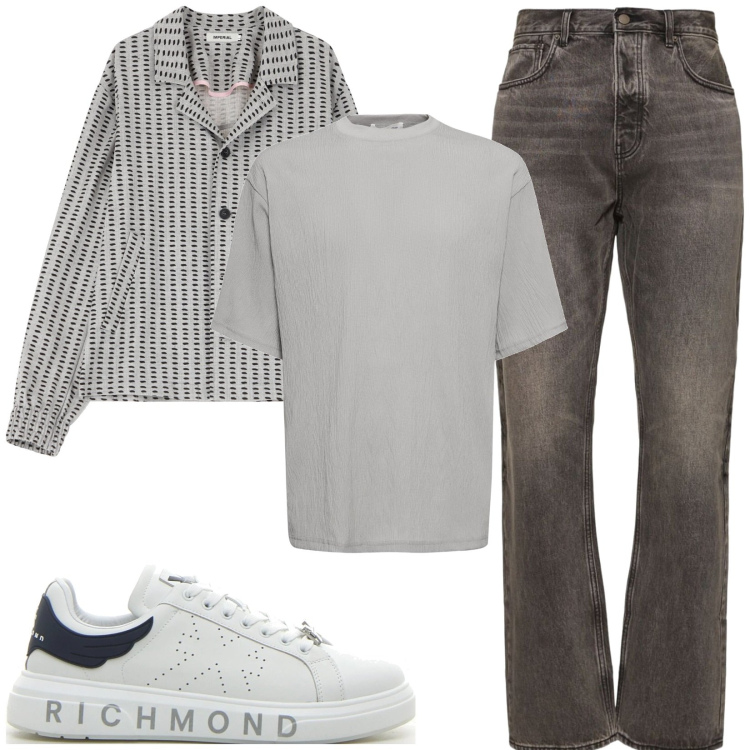 Outfit uomo - Total grey. Stile Urban per Tutti i giorni. Abbinamento con cappotti, jeans, t-shirt, sneakers.