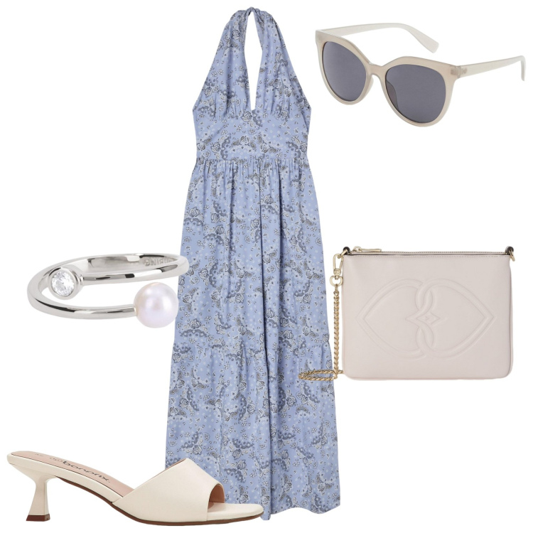 Outfit donna - Total look #2167534. Stile Sexy per Tutti i giorni. Abbinamento con ciabatte, borse a tracolla, vestiti, anelli, pochette.