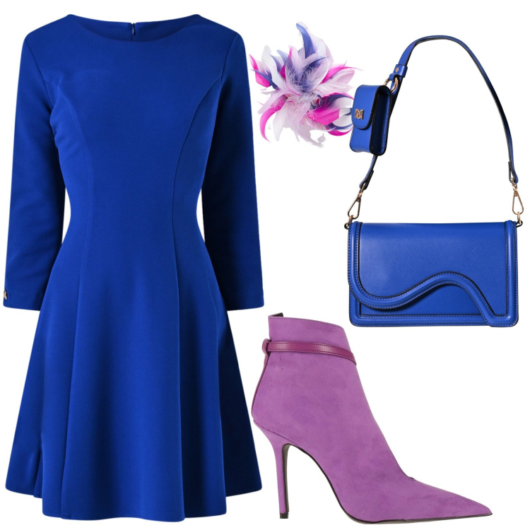 Outfit donna - La spilla fa la differenza. Stile Chic per Serata fuori. Abbinamento con stivaletti, vestiti, pochette, accessori per capelli.