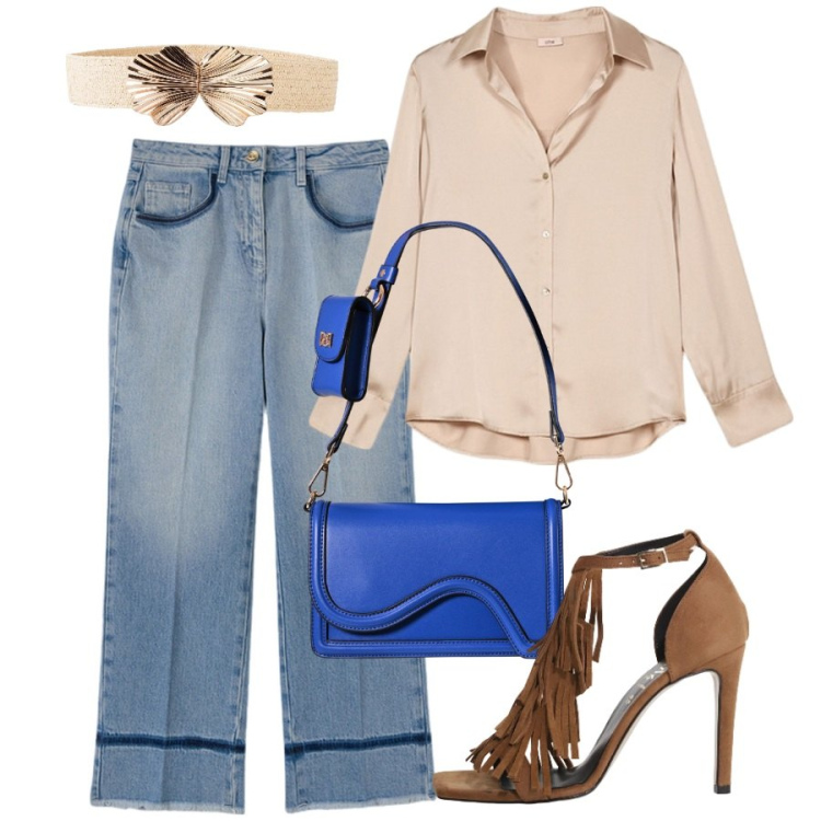 Outfit donna - Cintura a fiore. Stile Sexy per Serata fuori. Abbinamento con cinture, pochette, décolleté, jeans, camicie.