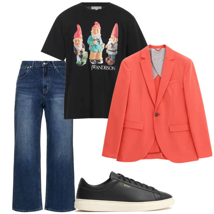Outfit uomo - Total look #2167734. Stile Trendy per Tutti i giorni. Abbinamento con t-shirt, giacche, sneakers, jeans.