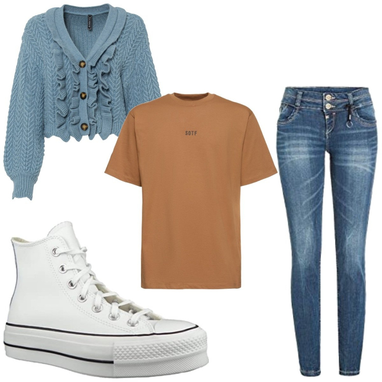 Outfit femme - Basique #2748. Style Basique pour Tous les jours. Assortir avec gilets sans manche, jeans, sneakers, t-shirts.