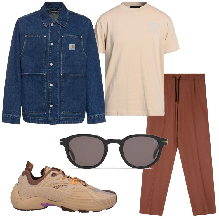 Outfit uomo - Total look #2167842. Stile Casual per Tutti i giorni. Abbinamento con t-shirt, sneakers, pantaloni sportivi, occhiali da sole, giacche.