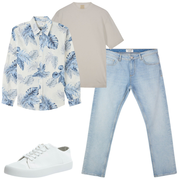 Outfit uomo - Maggio. Stile Casual per Tutti i giorni. Abbinamento con camicie, jeans, sneakers, t-shirt.
