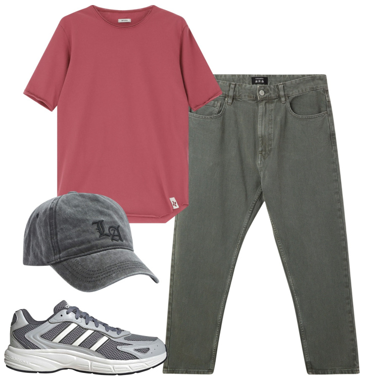 Outfit uomo - City. Stile Casual per Tutti i giorni. Abbinamento con pantaloni, cappelli, t-shirt, sneakers.
