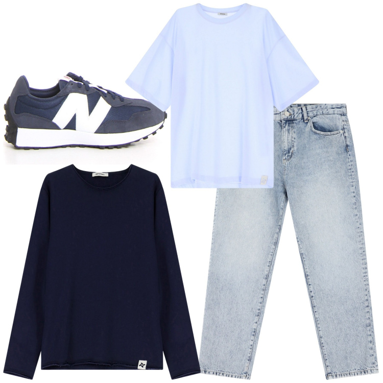 Outfit uomo - City. Stile Casual per Tutti i giorni. Abbinamento con t-shirt, jeans dritti, felpe, sneakers.