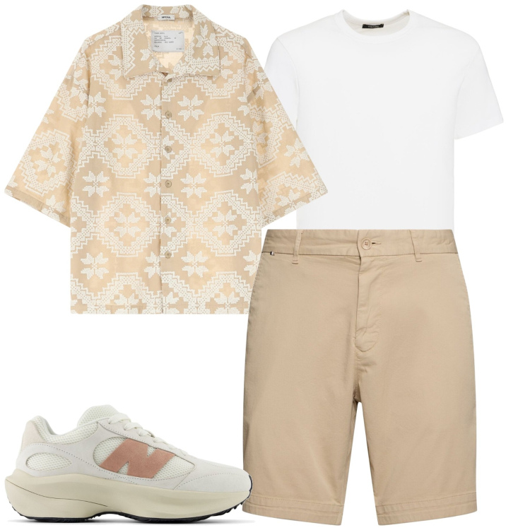 Outfit uomo - City. Stile Casual per Tutti i giorni. Abbinamento con sneakers, camicie a manica corta, t-shirt, shorts.