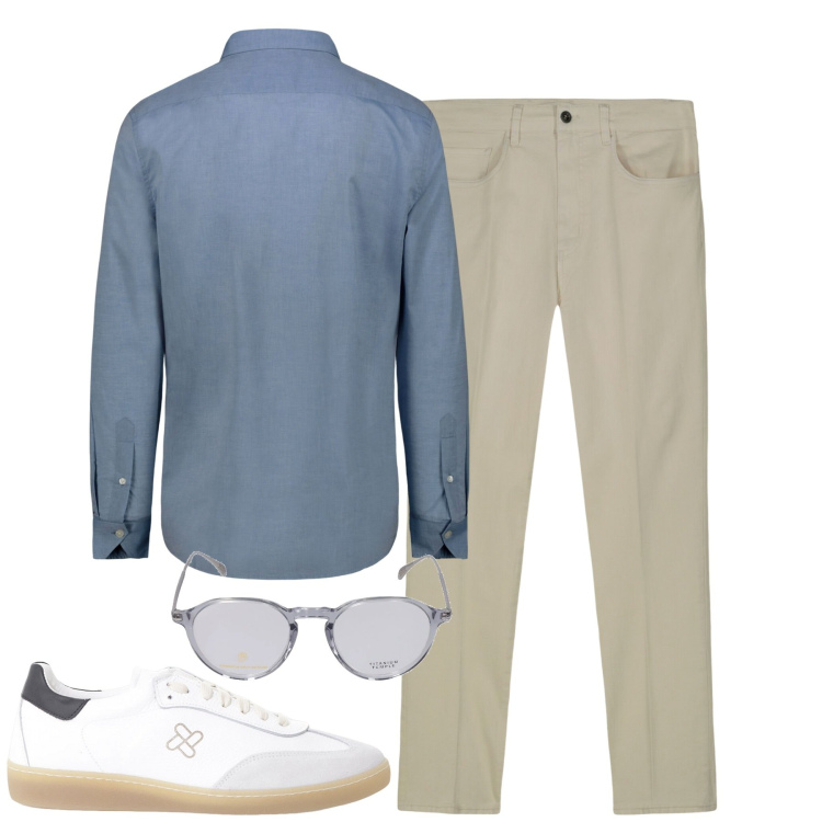 Outfit uomo - In ufficio. Stile Urban per Ufficio. Abbinamento con sneakers, pantaloni, occhiali da sole, camicie.