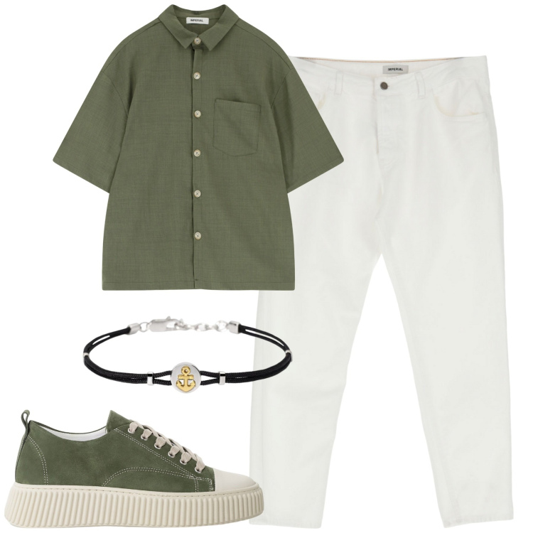 Outfit uomo - Total look #2168059. Stile Casual per Tutti i giorni. Abbinamento con braccialetti, sneakers, camicie a manica corta, pantaloni.