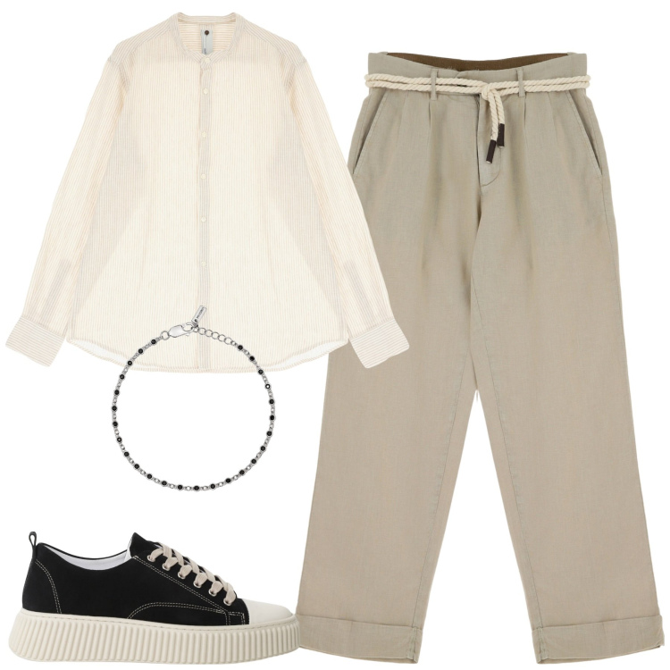 Outfit uomo - Aperitivo lungolago. Stile Trendy per Serata speciale. Abbinamento con braccialetti, sneakers, camicie, pantaloni chino.