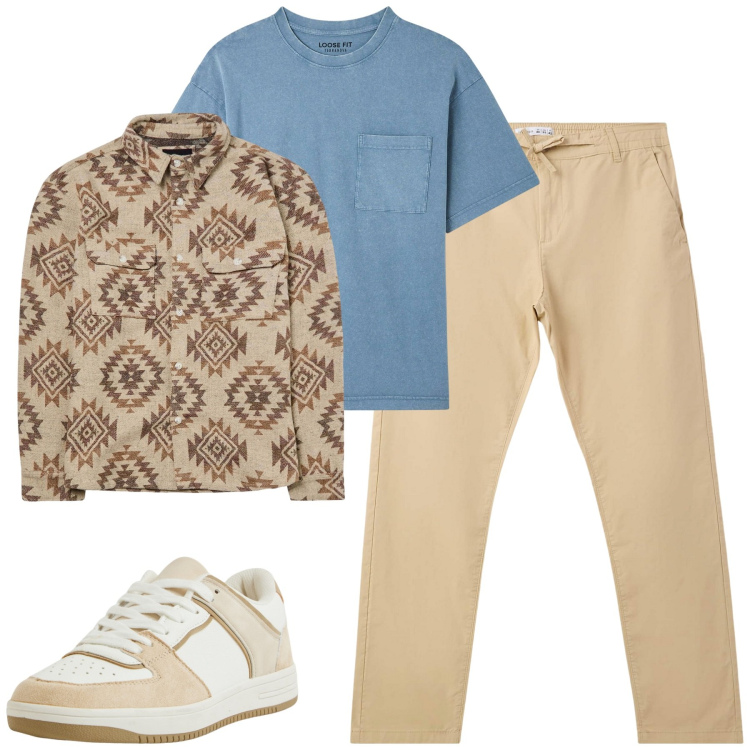 Outfit uomo - Maggio. Stile Casual per Tutti i giorni. Abbinamento con t-shirt, pantaloni chino, cappotti, sneakers.