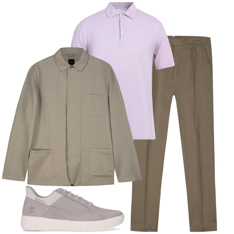 Outfit uomo - Giornata piovosa. Stile Urban per Tutti i giorni. Abbinamento con polo, pantaloni, sneakers, cappotti.