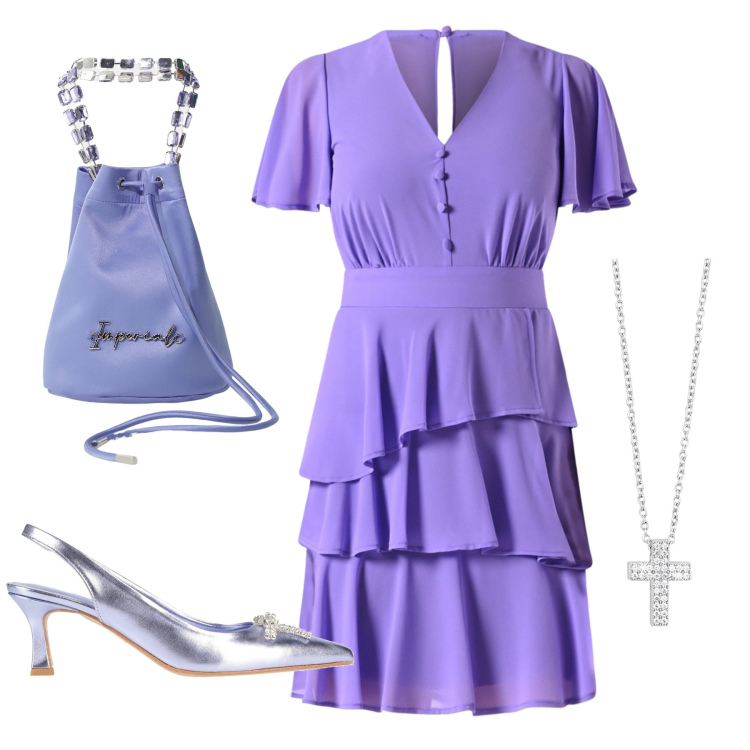 Outfit donna - Il Battesimo di mia nipote. Stile Bon Ton per Cerimonia. Abbinamento con décolleté, vestiti corti, collane, borse a secchiello.