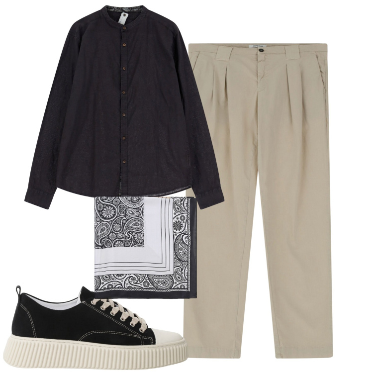 Outfit uomo - Imperial. Stile Urban per Tutti i giorni. Abbinamento con sneakers, camicie, pantaloni, sciarpe e foulard.