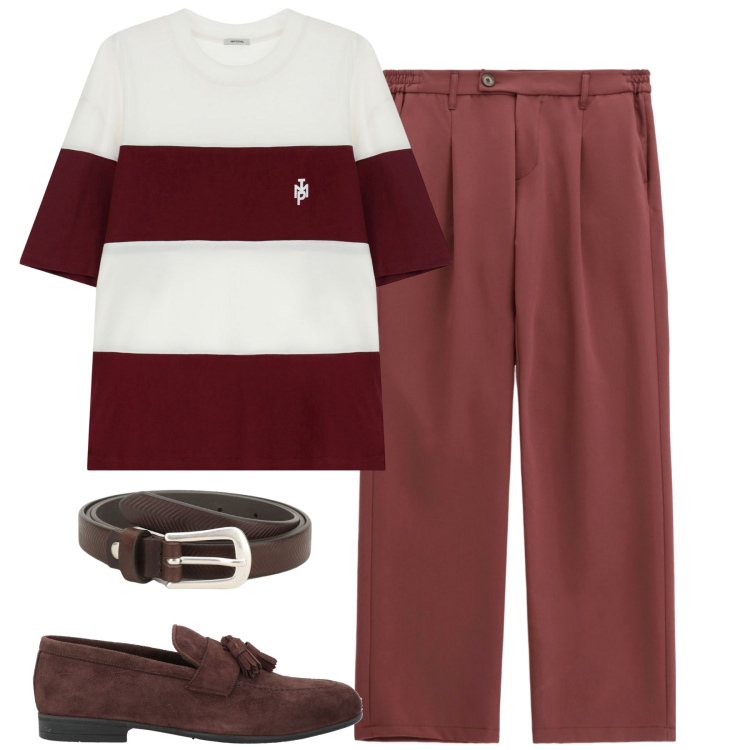 Outfit uomo - Total look #2168167. Stile Urban per Tutti i giorni. Abbinamento con scarpe stringate, cinture, t-shirt, pantaloni.