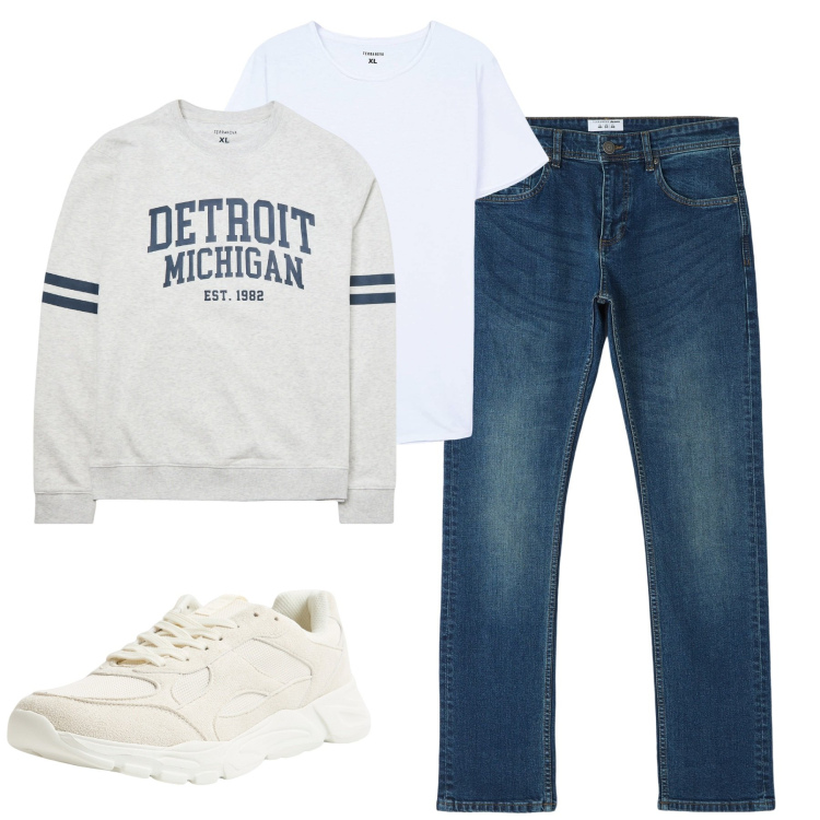 Outfit uomo - Total look #2168174. Stile Casual per Tutti i giorni. Abbinamento con sneakers, jeans dritti, felpe, t-shirt.