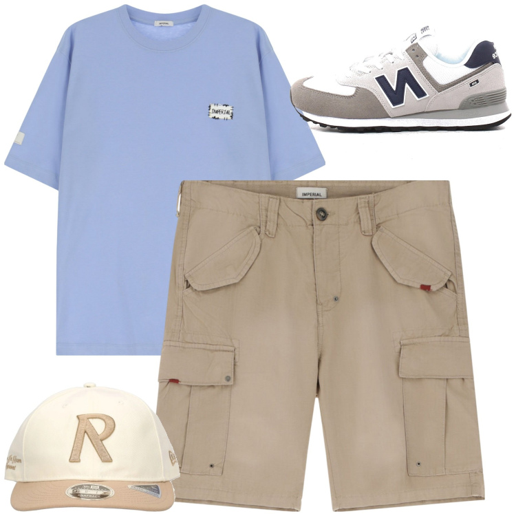 Outfit uomo - Total look #2168180. Stile Casual per Tutti i giorni. Abbinamento con t-shirt, bermuda, cappelli, sneakers.