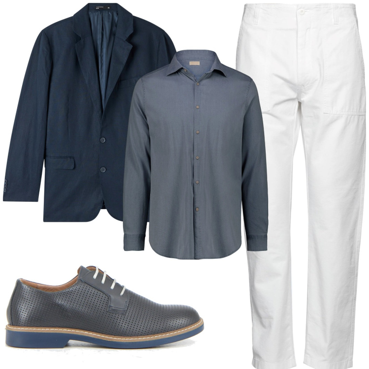 Outfit uomo - Riunione di lavoro. Stile Business/Elegante per Ufficio. Abbinamento con pantaloni, giacche, camicie, scarpe stringate.
