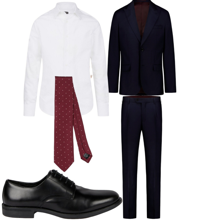 Outfit uomo - Chic. Stile Business/Elegante per Cerimonia. Abbinamento con cravatte, camicie, scarpe stringate, abiti.