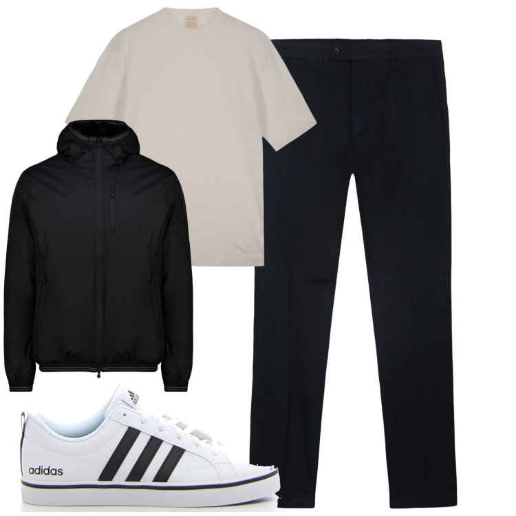 Outfit uomo - City. Stile Urban per Tutti i giorni. Abbinamento con pantaloni chino, t-shirt, sneakers, giacche.